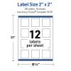 imageAvery Outdoor Waterproof Square Labels with Sure Feed Technology 2quot x 2quot White Film PrinttoTheEdge Compatible with Laser Printers 1200 Labels Total120 labels