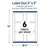 imageAvery Outdoor Waterproof Square Labels with Sure Feed Technology 3quot x 3quot White Film PrinttoTheEdge Compatible with Laser Printers 60 Labels Total600 labels