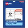 imageAvery Outdoor Waterproof Rectangle Labels with Sure Feed Technology 15quot x 375quot White Film PrinttoTheEdge Compatible with Laser Printers 500 Labels Total1 000 labels