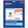 imageAvery Outdoor Waterproof Rectangle Labels with Sure Feed Technology 15quot x 375quot White Film PrinttoTheEdge Compatible with Laser Printers 500 Labels Total100 labels