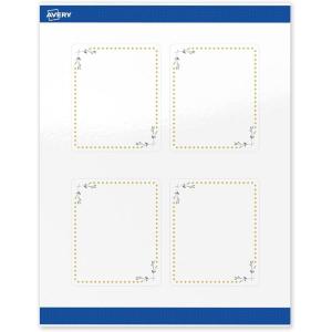 imageAvery Printable Rectangle Labels Gold Dots Blue Border 4quot x 313quot Glossy White Rectangle Labels Permanent LaserInkjet 40ct Great for Product MerchandisingGreen Florals With Gold Dots