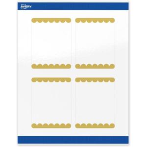 imageAvery Printable Rectangle Labels Gold Dots Blue Border 4quot x 313quot Glossy White Rectangle Labels Permanent LaserInkjet 40ct Great for Product MerchandisingGold Dots Edge