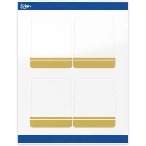 imageAvery Printable Rectangle Labels Gold Dots Blue Border 4quot x 313quot Glossy White Rectangle Labels Permanent LaserInkjet 40ct Great for Product MerchandisingDouble Dipped Gold Edge
