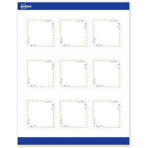 imageAvery Printable Square Cards Gold Edge Dots 25quot x 25quot Matte White Square Cards LaserInkjet 90ct Great for Business PromotionGreen Florals with Gold Dots