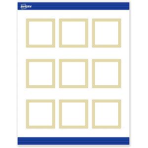 imageAvery Printable Square Cards Gold Edge Dots 25quot x 25quot Matte White Square Cards LaserInkjet 90ct Great for Business PromotionMultiLined Gold Border