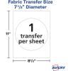 imageAvery Dark Transfer Paper for TShirts 75quot Diameter Pre DieCut IronOn Circle Transfers PrinttotheEdge 5 Sheets of Heat Transfer Paper 5 Total 0223375