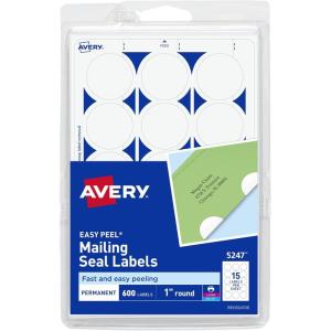 imageAvery Mailing Seals 1quot Round Labels White 600 Printable Mailing Labels 05247600 Count Pack of 1