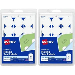 imageAvery Mailing Seals 1quot Round Labels White 600 Printable Mailing Labels 05247600 Count Pack of 2