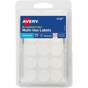 imageAvery MultiUse Removable Labels 34 Inch Round Stickers White NonPrintable 315 Blank Labels Total 6738315 labels