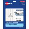 imageAvery Printable Rectangle Tickets 218 x 55 Textured Matte White Laser amp Inkjet Compatible 80 Total Great for Product Branding Marketing and More200 Cards