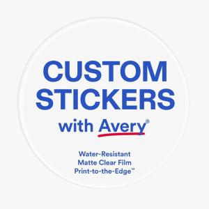imageAvery Professionally Printed Custom Stickers 25 Diameter Round Personalized Stickers Glossy Clear Film Design Your Own Custom Decals Great for Branding Gifts and MoreMatte Clear Film