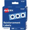 imageAvery SelfAdhesive Hole Reinforcement Stickers 14 Diameter Hole Punch Reinforcement Labels White NonPrintable 200 Labels Total 5729200 labels