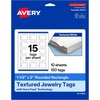 image:imageAvery Printable Rectangle Rounded Jewelry Tags Sure Feed Technology 15 x 2 Textured Glossy White PrinttoTheEdge Capability Laser amp Inkjet Compatible 375 Total150 Tags