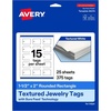 image:imageAvery Printable Rectangle Rounded Jewelry Tags Sure Feed Technology 15 x 2 Textured Glossy White PrinttoTheEdge Capability Laser amp Inkjet Compatible 375 Total375 Tags