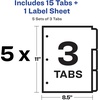 image:imageAvery 3Tab Dividers for 3 Ring Binder Easy Print amp Apply Clear Label Strip Index Maker Customizable White Tabs 25 Sets 114455 Sets