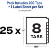 image:imageAvery 8 Tab Unpunched Dividers for Use with Any Binding System Easy Print amp Apply Clear Label Strip Index Maker Customizable White Tabs 25 Sets 11444150 Sets