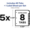 image:imageAvery 8Tab Extra Wide Binder Dividers Easy Print amp Apply Clear Label Strip Index MakerWhite 5 Sets 11441One Size