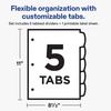 image:imageAvery Big Tab Durable Paper Dividers for 3 Ring Binders 5 Tabs per Set White Printable Labels 1 Set Perfect for School Office and Home Organization 14422Bright