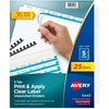 image:imageAvery 8 Tab Unpunched Dividers for Use with Any Binding System Easy Print amp Apply Clear Label Strip Index Maker Customizable White Tabs 25 Sets 11444150 Sets