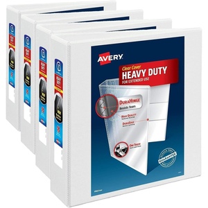 image:imageAvery HeavyDuty View 3 Ring Binder 15 One Touch Slant Rings Holds 85 x 11 Paper 1 White Binder 054043 Pack of 4