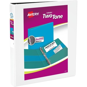 image:imageAvery TwoTone 3 Ring Binder 15 Slant Rings 1 WhiteBlack Binder  For School Home and Office Organization Clear Overlays DuraHinge TearResistant Spine DuraEdge SplitResistant EdgesBlackWhite