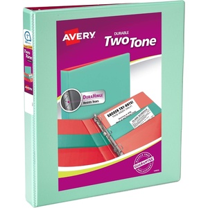 image:imageAvery TwoTone 3 Ring Binder 15 Slant Rings 1 WhiteBlack Binder  For School Home and Office Organization Clear Overlays DuraHinge TearResistant Spine DuraEdge SplitResistant EdgesMintCoral