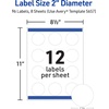 image:imageAvery Durable Waterproof Labels Sure Feed Technology 2 Diameter Matte White LaserPigmentInkjet Printable 96 Blank Labels Great for Food Containers Product Merchandising and More 565796 labels