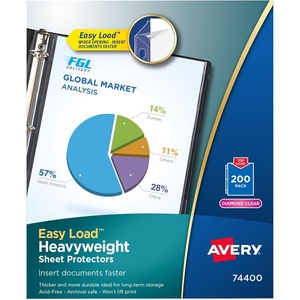 image:imageAvery Diamond Clear Heavyweight Sheet Protectors 85 x 11 Easy Load 1000 Total Page Protectors 74400  ArchivalSafe AcidFree Plastic  Prevents Ink Transfer  Reinforced Binding Strip  ThreeHole Punched