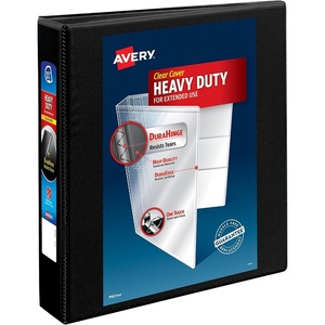 image:imageAvery HeavyDuty View 3 Ring Binder 2 Slant Rings 1 Black Binder  For Heavy School Home and Office Use DuraHinge TearResistant Spine DuraEdge SplitResistant Edges Clear View Covers15