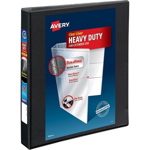 image:imageAvery HeavyDuty View 3 Ring Binder 2 Slant Rings 1 Black Binder  For Heavy School Home and Office Use DuraHinge TearResistant Spine DuraEdge SplitResistant Edges Clear View Covers1