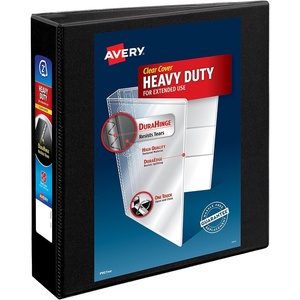 image:imageAvery HeavyDuty View 3 Ring Binder 2 Slant Rings 1 Black Binder  For Heavy School Home and Office Use DuraHinge TearResistant Spine DuraEdge SplitResistant Edges Clear View Covers2