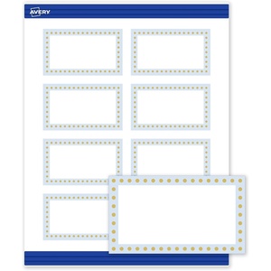 image:imageAvery Printable Rectangle Cards Sure Feed Technology 2 x 35 Matte White with Gold amp Navy Border Florals Design Laser amp Inkjet Compatible 80 Total Great for Branding Weddings and MoreBlue Border with Gold Dots