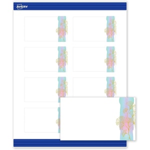 image:imageAvery Printable Rectangle Cards Sure Feed Technology 2 x 35 Matte White with Gold amp Navy Border Florals Design Laser amp Inkjet Compatible 80 Total Great for Branding Weddings and MoreWatercolors with Gold Ginkgo Leaves