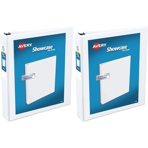 image:imageAvery Showcase 3 Ring Binder 15 Slant Rings 1 White Binder  For School Home and Everyday Use Clear View Covers Interior Storage Pockets Nonstick PVCFree Material LayFlat Pages15 Pack of 2