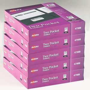image:imageAvery Two Pocket Folders Holds up to 40 Sheets Business Card Slot 25 Black Folders 47988125 folders