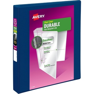 image:imageAvery Durable View 3 Ring Binder 1 Inch Slant Rings 250Sheet Capacity DuraHinge 14 Inch Wide Spine Customizable Clear Covers and Spine 1 Dark Blue Binder 170141 Pack of 12
