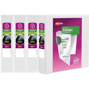 image:imageAvery Durable View 3 Ring Binder 2 EZD Rings 1 White Binder4 Pack