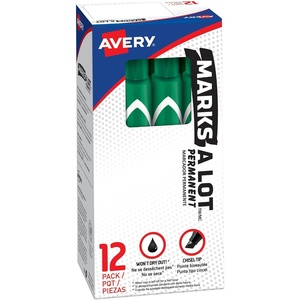 image:imageAvery Marks A Lot Permanent Markers Large DeskStyle Size Chisel Tip 12 Green Markers 088851